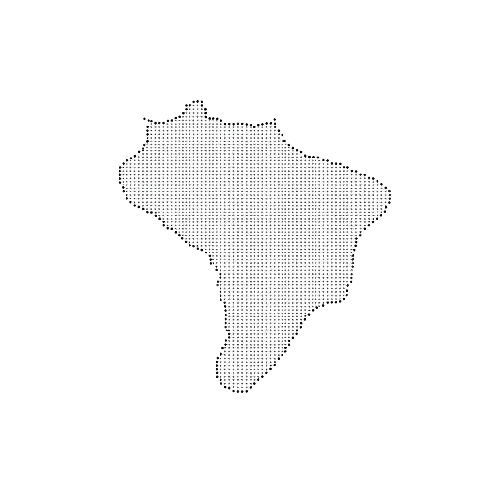 Mapa estilizado do Brasil em preto e branco indicando cobertura nacional